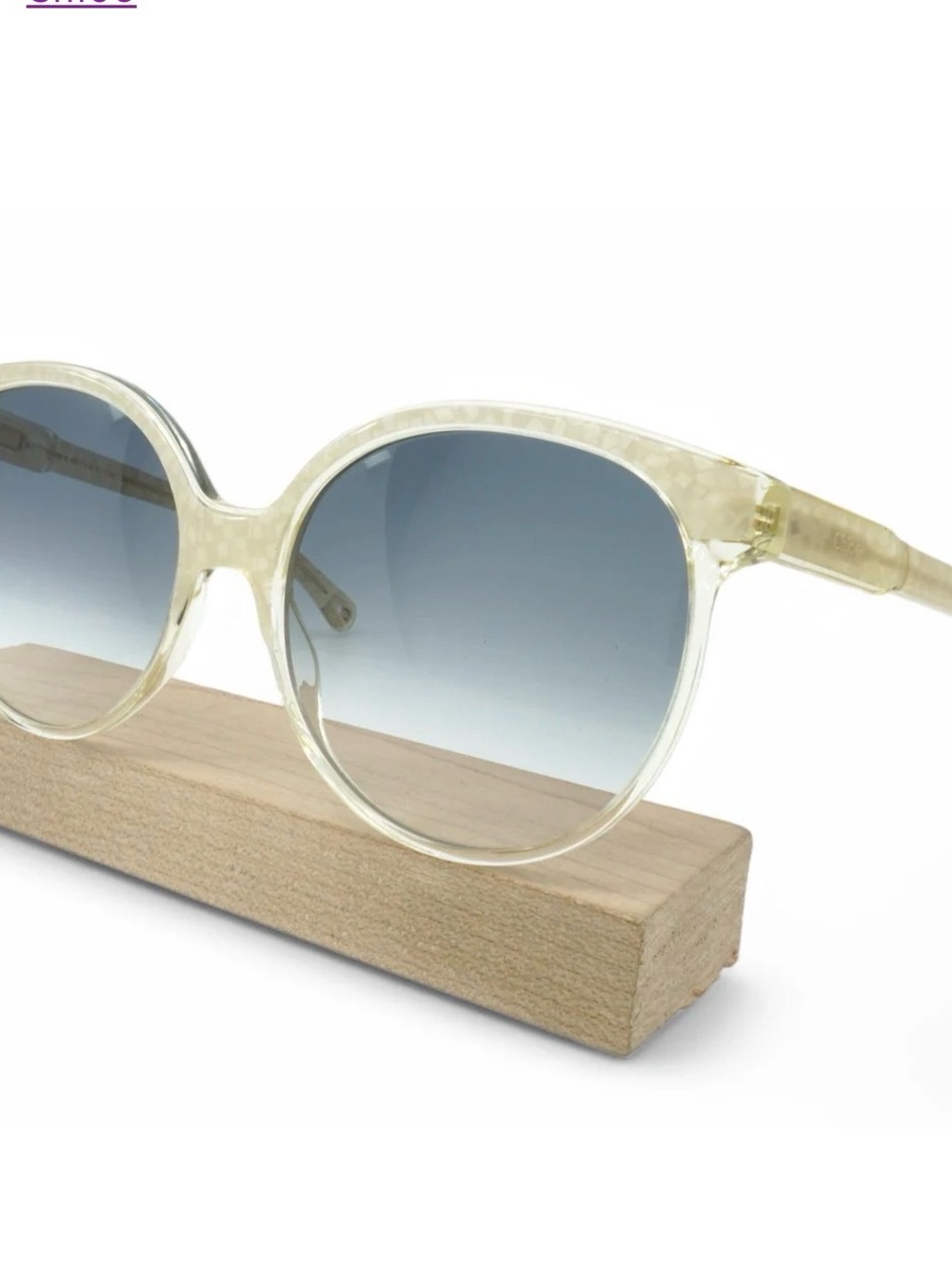 Chloe clear white Cream Champagne Mosaic Sunglasses with grey Gradient Lenses
